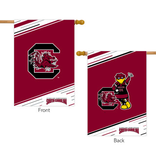 Briarwood Lane University of South Carolina NCAA Double-Sided House Flag with Gamecock logo and mascot.