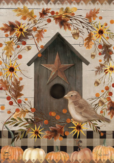 Primitive Fall Birdhouse Garden Flag - Briarwood Lane