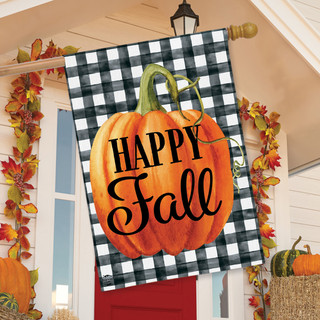 Happy Fall Pumpkin Burlap House Flag