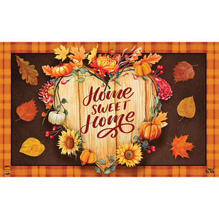 Briarwood Lane Fall Home Sweet Home doormat with autumn leaves, pumpkins, and flowers design.