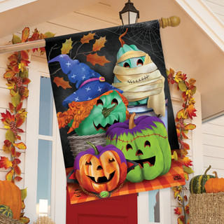 Costumed Pumpkins House Flag