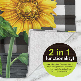 Sunflower Dish Drying Mat With Yellow Terry Cloth Towel Backing 