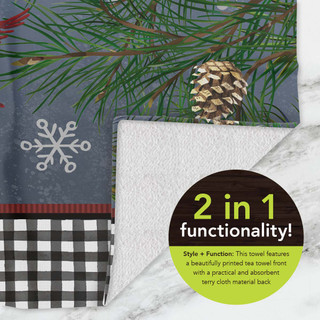 Briarwood Lane Smiling Snowman Cotton Hand Towel with pinecone and snowflake festive design.