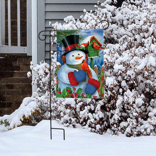 Briarwood Lane Snowman and Cardinals Garden Flag with snowman, cardinals, and winter scene design.