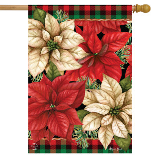 Christmas Poinsettia House Flag