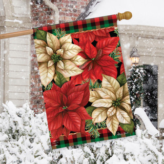 Christmas Poinsettia House Flag