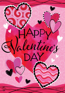 Patterned Valentine's Hearts Double-Sided House Flag - Briarwood Lane