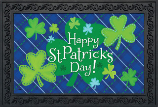 Briarwood Lane Happy Shamrocks Doormat with green shamrocks and Happy St. Patrick's Day text.