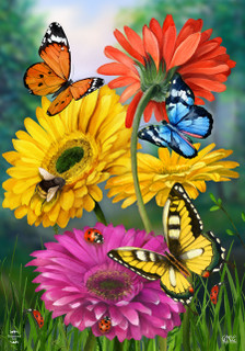 Briarwood Lane Butterflies and Daisies Garden Flag with colorful flowers and butterflies design.