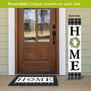 Briarwood Lane Farmhouse Home Reversible Porch Leaner in black, white, and green decorative design.