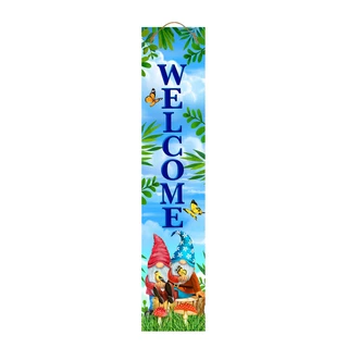 Briarwood Lane Gnome Sweet Gnome Pine Reversible Porch Leaner with welcome text and garden gnomes.