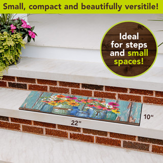 Briarwood Lane Farm Fresh Flowers Mini Mat, colorful floral design, 22x10 inches, vibrant pink, blue.