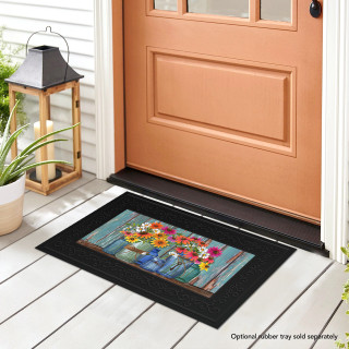 Briarwood Lane Farm Fresh Flowers Mini Mat, black with colorful floral design on front porch.