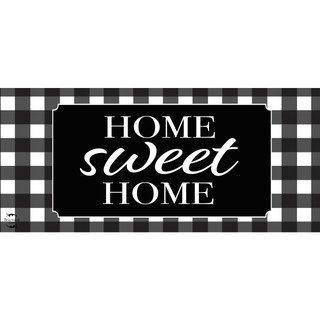 Briarwood Lane Home Sweet Home Checkers Mini Mat, black and white checkered design with white text.