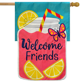 Lemonade Friends Burlap House Flag