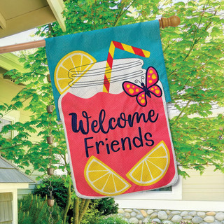 Lemonade Friends Burlap House Flag