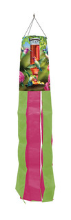 Briarwood Lane Hummingbird Feeder Windsock Wind Twister with pink and green strips and hummingbird design.