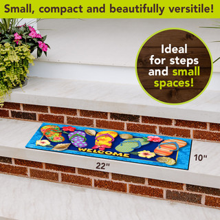 Briarwood Lane Paradise Flip Flops Mini Mat, colorful floral welcome mat, 22 x 10 inches.