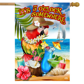 Parrot in Paradise House Flag