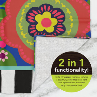 Briarwood Lane Bright Blooms cotton hand towel with colorful floral design and absorbent terry cloth back.