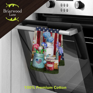 Briarwood Lane American Picnic Hand Towel, red white blue floral design on premium cotton material.
