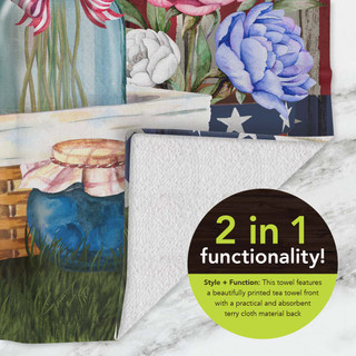 Briarwood Lane American Picnic Hand Towel, 2-in-1 functionality with printed tea towel and terry cloth.