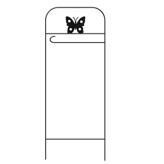 Briarwood Lane wrought iron butterfly garden flag arbor with decorative butterfly detail on top section.