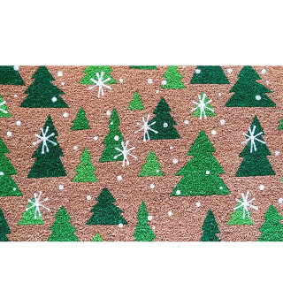 Briarwood Lane Green Trees Medium Coir Doormat 24 x 36 with snowflakes and trees design.