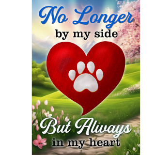 Briarwood Lane Always in My Heart pet bereavement garden flag with red heart paw print design.