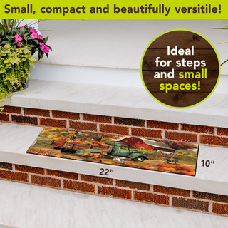 Autumn Farm Mini Mat, 22x10 inches, colorful fall design on compact mat for steps.
