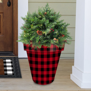 Red and Black Buffalo Check Large Planter - Briarwood Lane