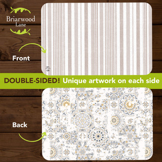Briarwood Lane vintage home placemat set of 4 double-sided beige and white placemats with unique designs.
