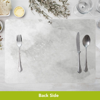 Textured Home Placemat, four pack, silverware on gray marble design table setting accessory.