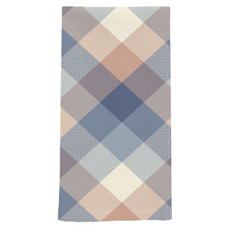 Pink and blue check cotton hand towel with argyle pattern in soft pastel shades and squares.