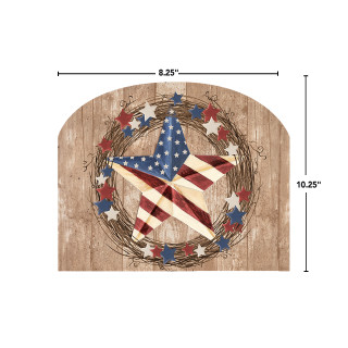 Americana Barnstar Acrylic Art Sign, 8.25x10.25 inches, patriotic star design on wooden background.