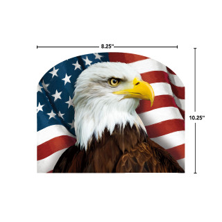 American Eagle Patriotic Acrylic Art Sign, 8.25"x10.25", eagle with American flag background, brown, white, yellow.