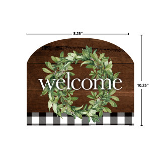 Farmhouse Wreath Acrylic Art Sign, 8.25 x 10.25 inches, wooden, green, welcome sign.