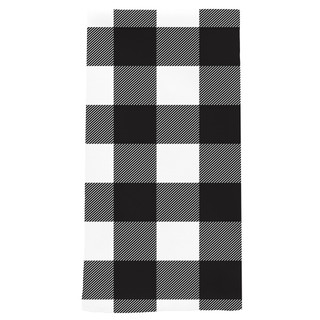 Black and white check cotton hand towel with a classic buffalo plaid pattern and soft texture.