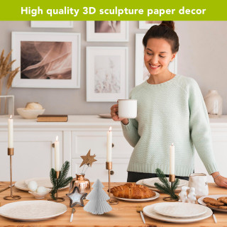 Small magnetic paper decor, White Tree Honeycomb, 4.8 x 3 inches, on a festive table setting.