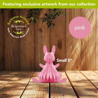 Pink bunny honeycomb small magnetic paper decor, 5 x 5 inches, Briarwood Lane exclusive artwork.