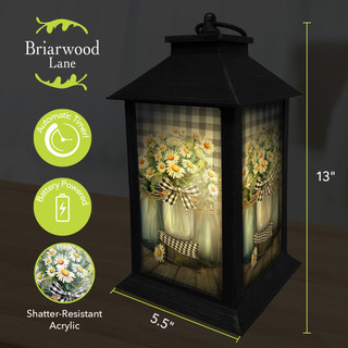Briarwood Lane Farmhouse Jars Lantern, black metal, shatter-resistant acrylic, 13" tall, 5.5" wide.