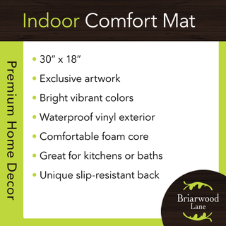 Briarwood Lane Flower Farm Comfort Mat, 30 x 18 inches, vibrant colors, waterproof vinyl exterior.