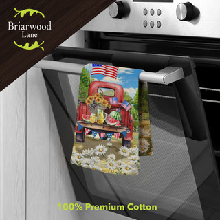 American Pickup Picnic Cotton Hand Towel with patriotic truck design on oven handle, premium cotton material.