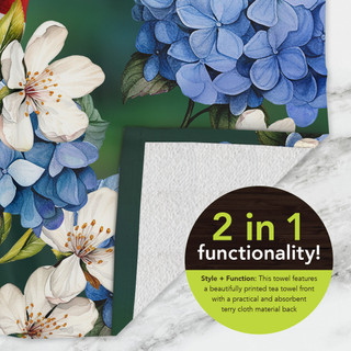 American Cardinal cotton hand towel with floral design and 2-in-1 functionality, absorbent and stylish.