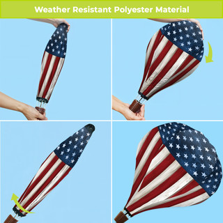 Wooden American Flag Hot Air Balloon Spinner - Briarwood Lane