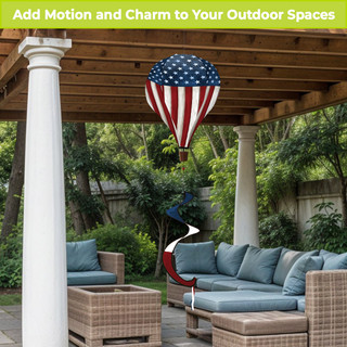 Wooden American Flag Hot Air Balloon Spinner - Briarwood Lane