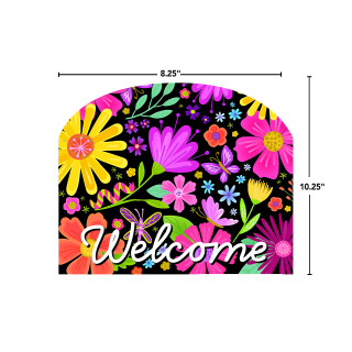Spring Fling Acrylic Art Sign, colorful floral welcome sign, 8.25 x 10.25 inches, vibrant flowers.