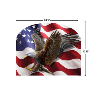 American Freedom Eagle Acrylic Art Sign, 8.25"x10.25", eagle on American flag background, brown and grey.