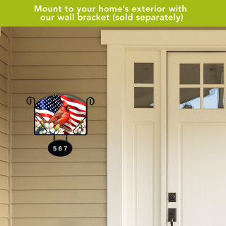 American Cardinal Acrylic Art Sign with USA flag design and house number 567.