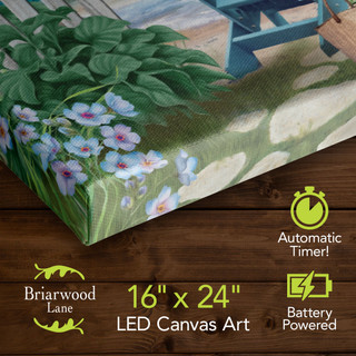 Seaside Escape Large LED Canvas Art, Briarwood Lane, 16x24 inches, colorful floral garden scene on canvas.